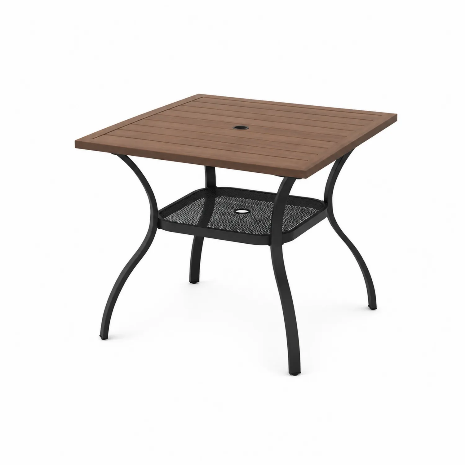 Table de jardin carrée en bois et métal 90x90x74 cm