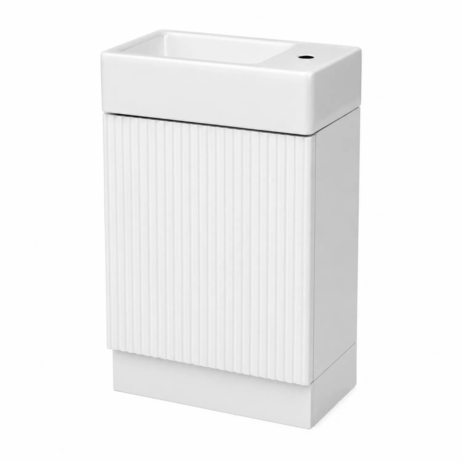 Meuble lavabo céramique blanc à relief 50x25x80 cm