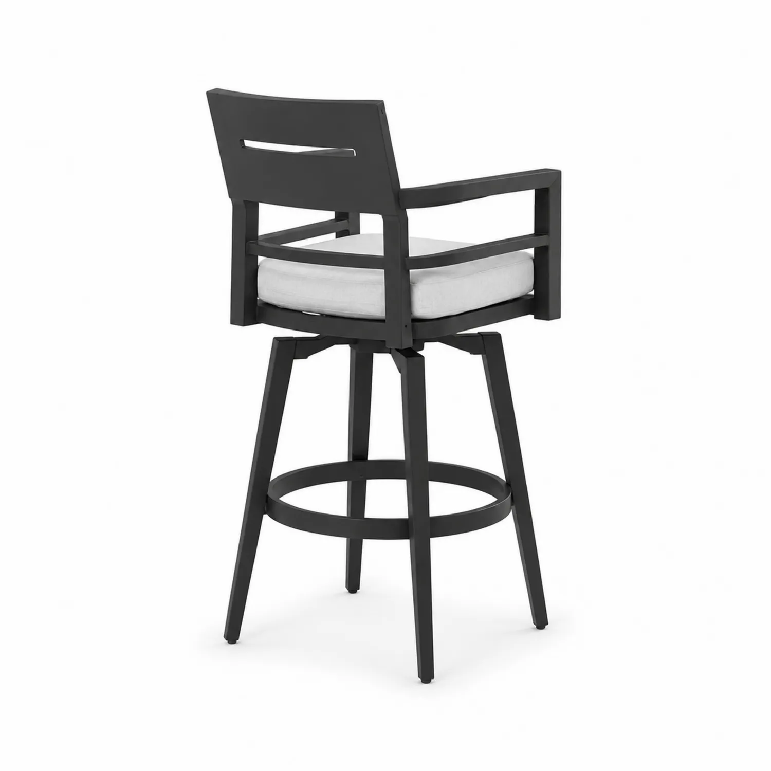 Chaise de jardin pivotante en aluminium noir avec coussin gris