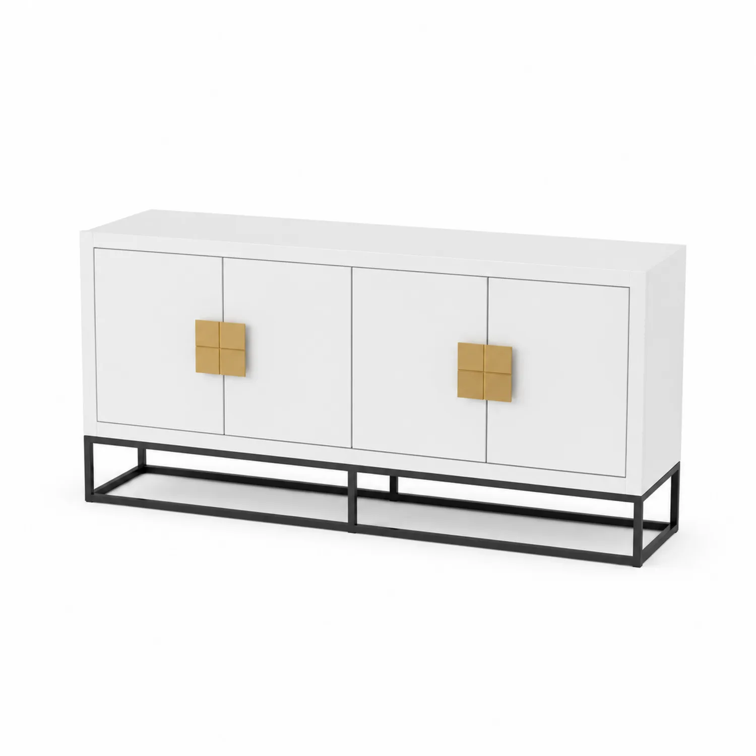 Buffet en bois et métal avec poignées en laiton 150cm