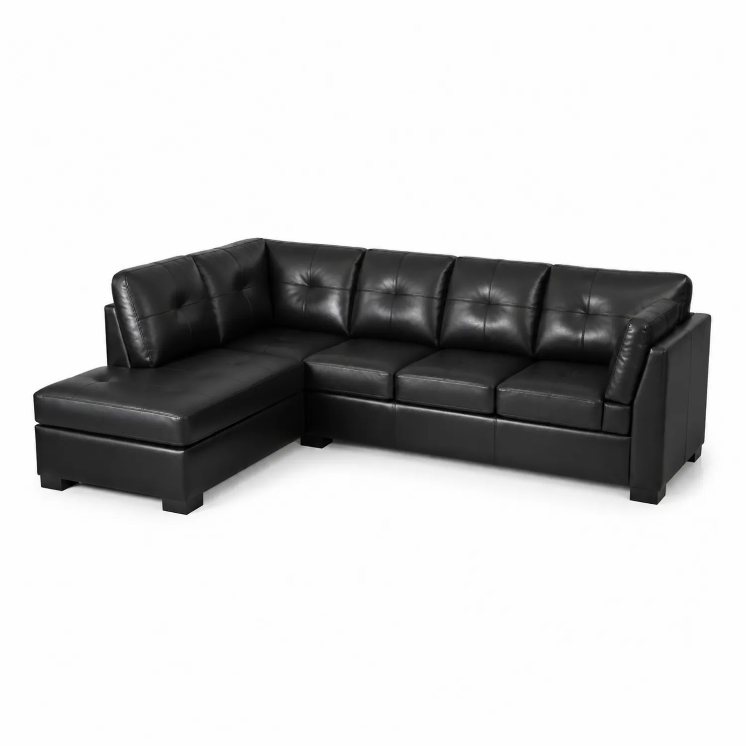 Canapé d'angle en cuir synthétique Noir