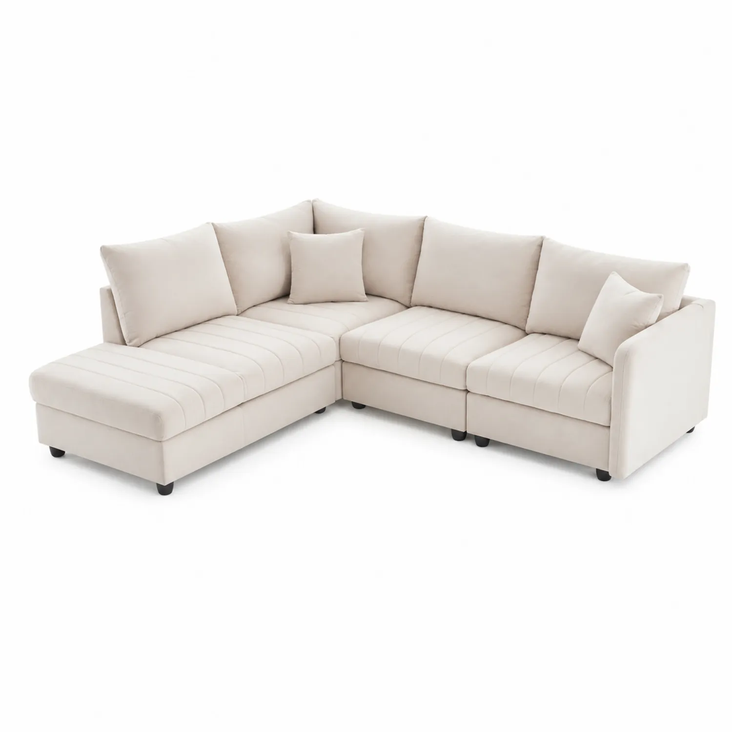 Canapé d'angle en tissu beige 290 cm x 220 cm
