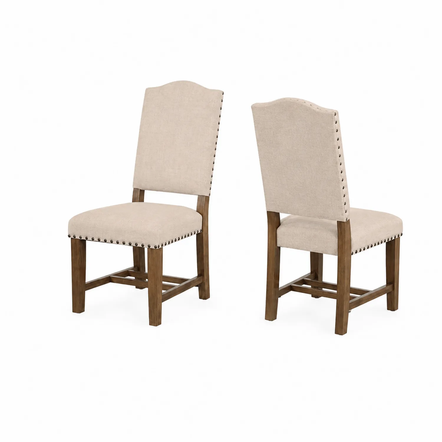 Lot de chaises en tissu de lin et bois massif