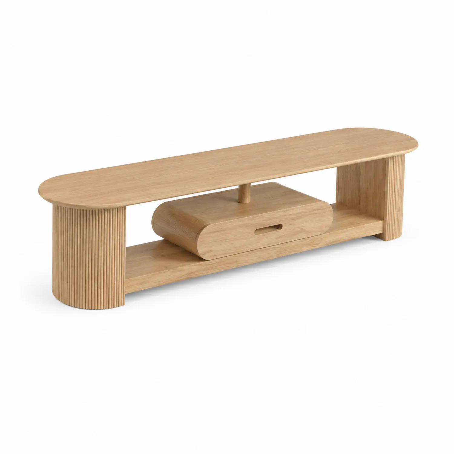 Meuble TV en bois massif avec tiroir, 160x40x45 cm