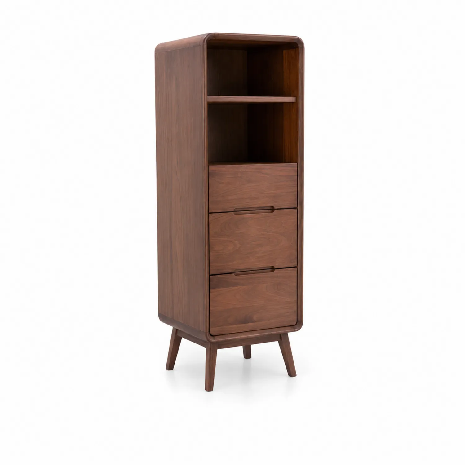 Étagère en bois de noyer avec tiroirs et étagères 150cm