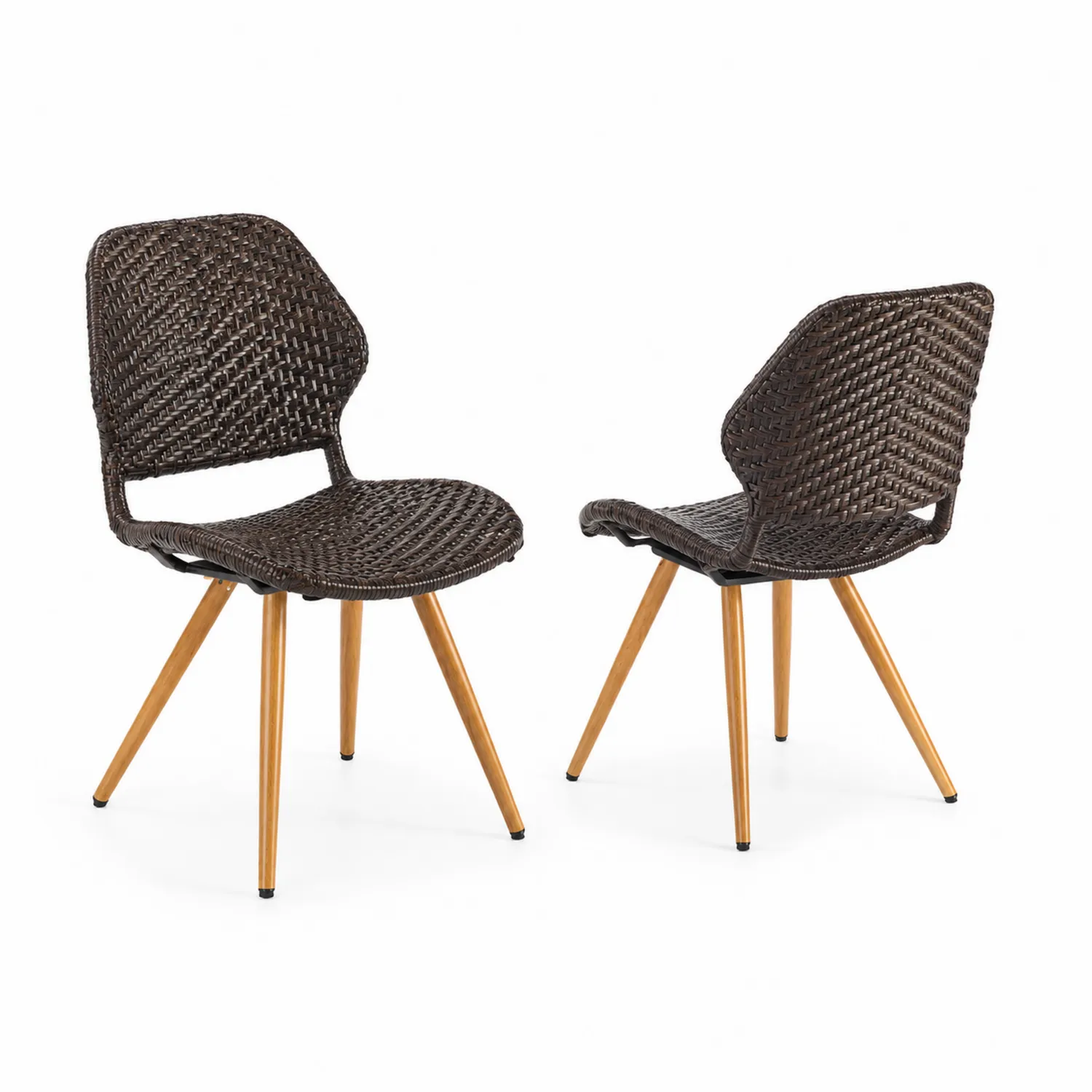 Lot de 2 chaises en rotin synthétique et pieds en acier