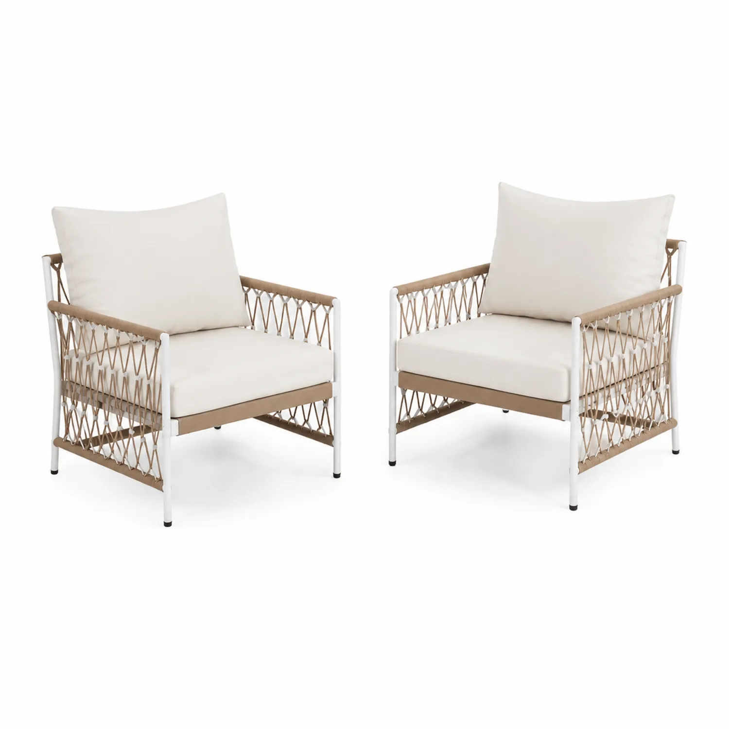 Ensemble de 2 fauteuils en aluminium avec coussins en polyester