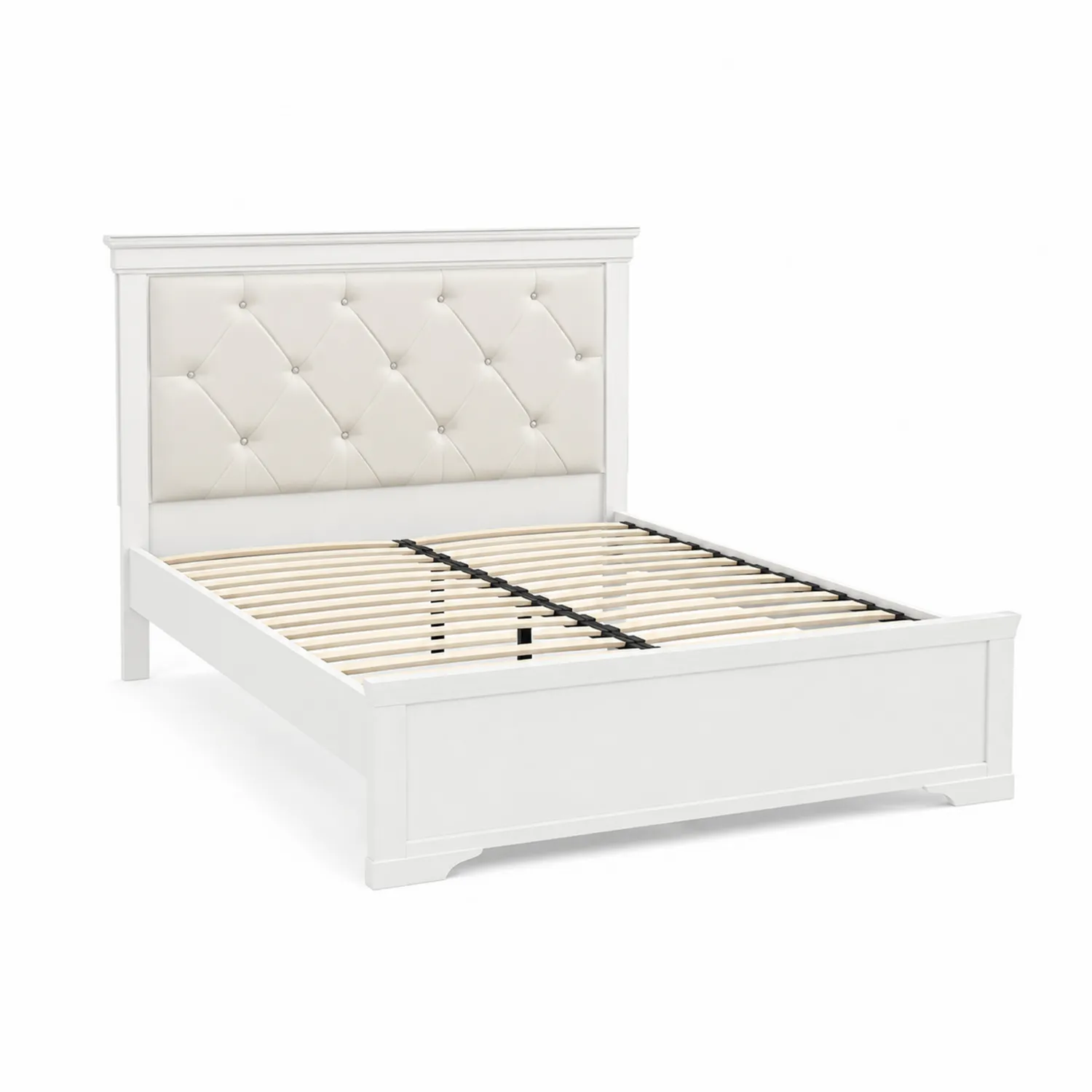 Lit double en bois avec tête de lit en similicuir 200x160 cm