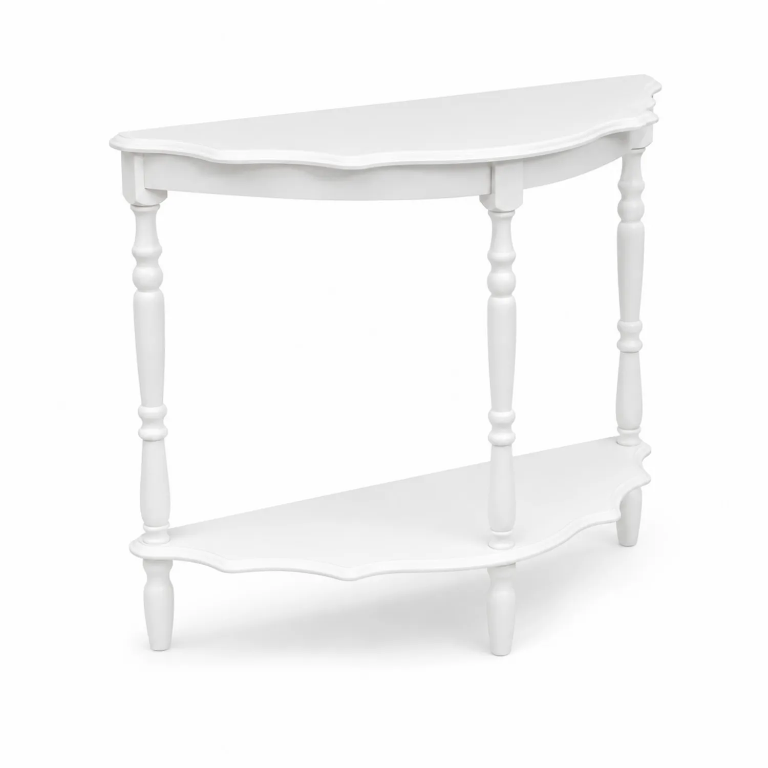 Console demi-lune en bois blanc