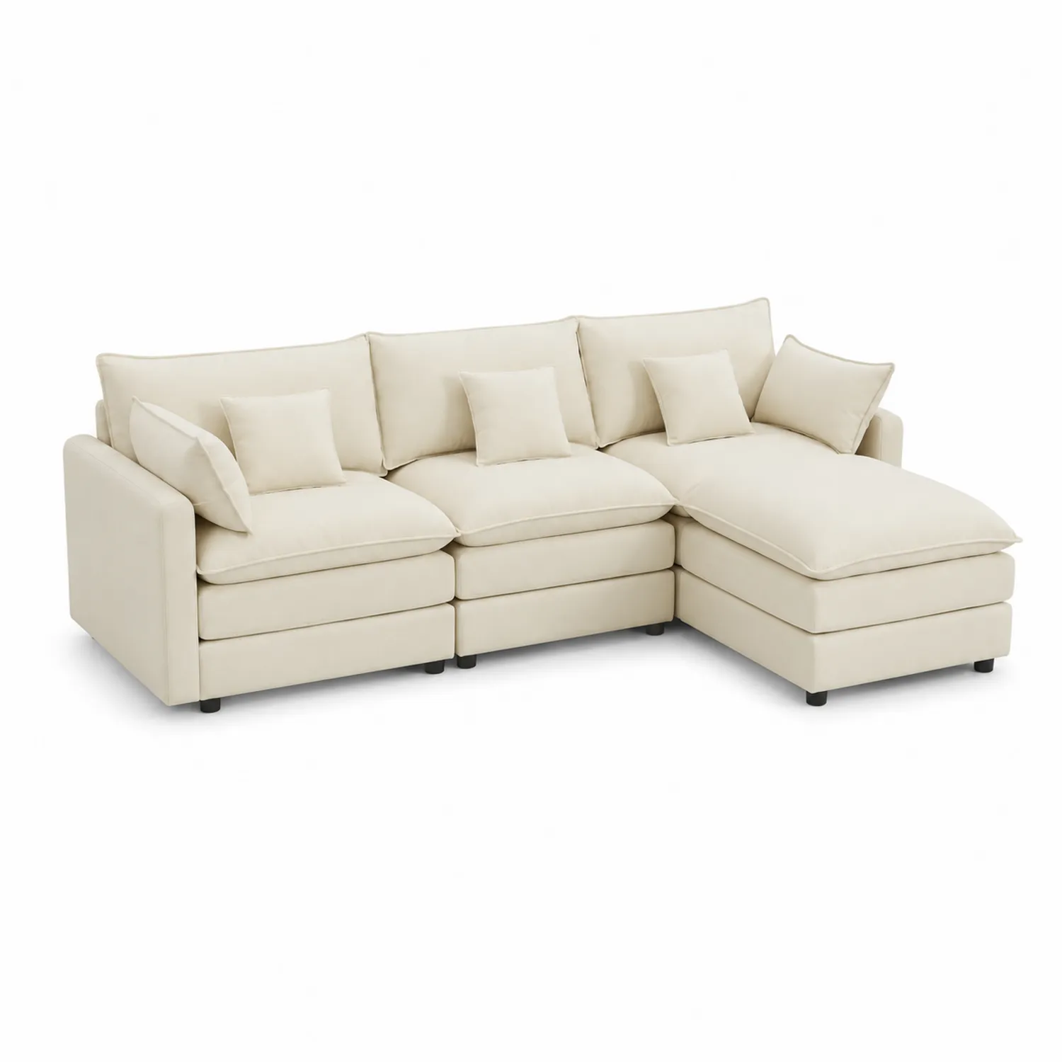 Canapé d'angle modulable en tissu Beige 300x200x85 cm