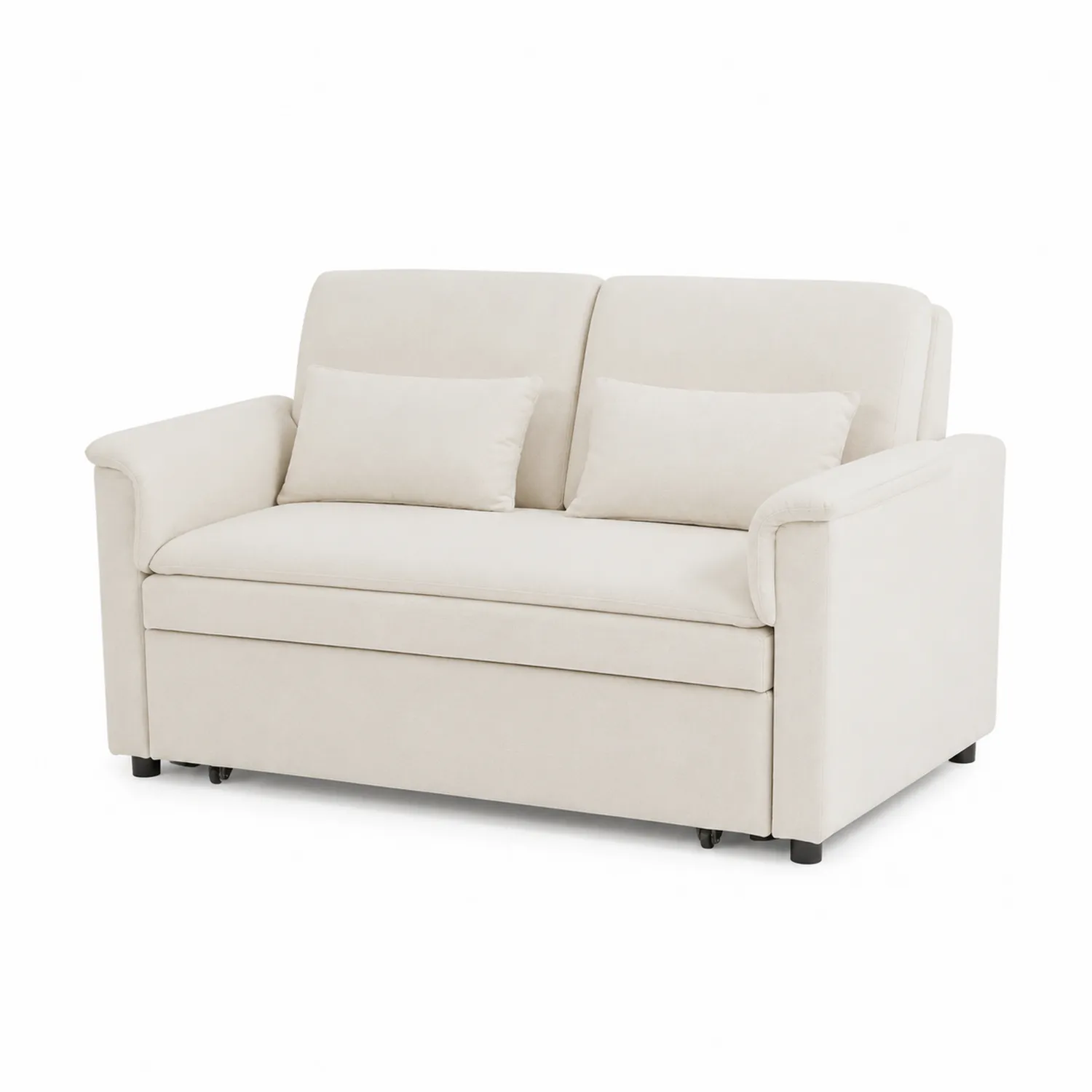 Canapé deux places en tissu polyester Beige 150cm