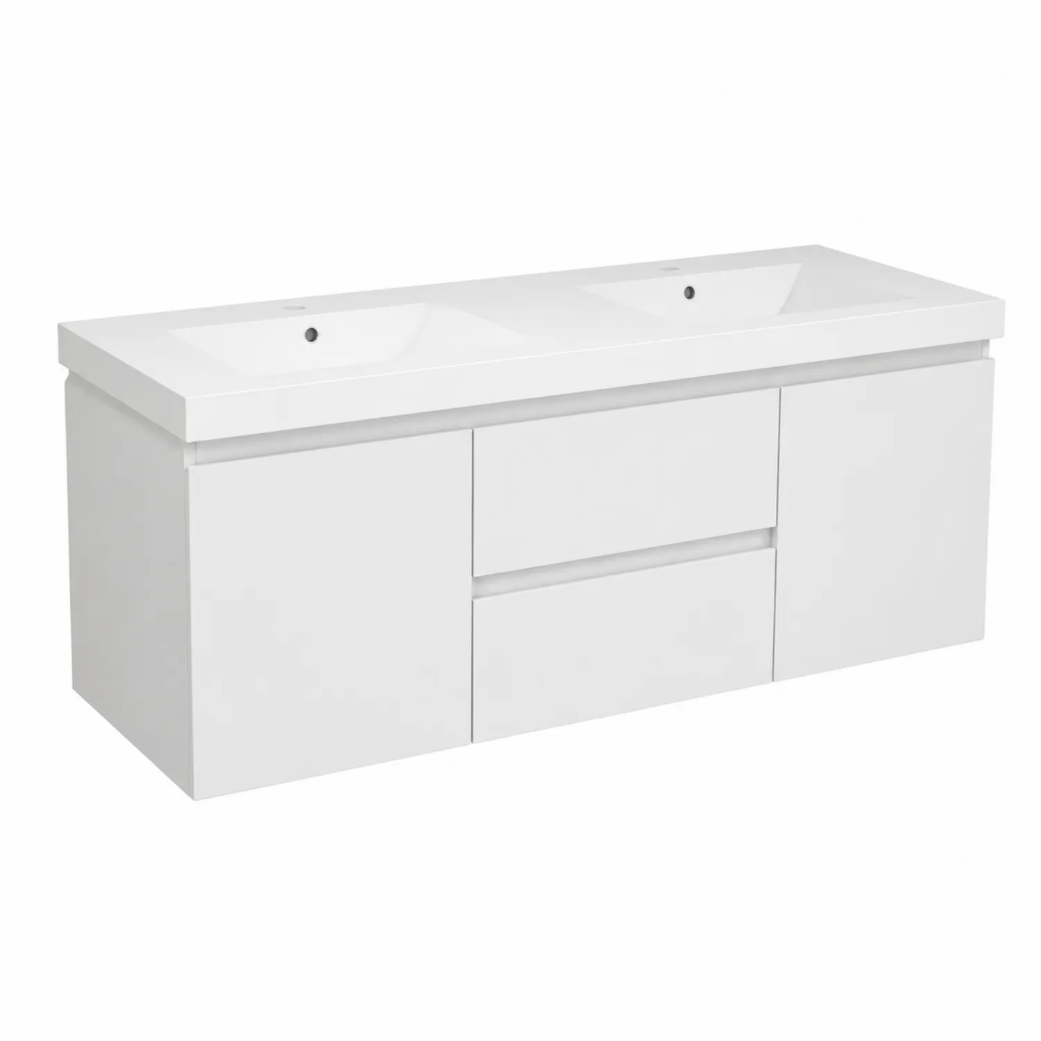 Meuble lavabo double mural en MDF blanc