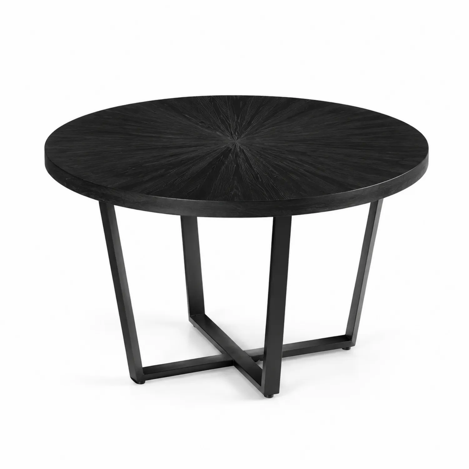 Table ronde en bois et métal noir 120 cm