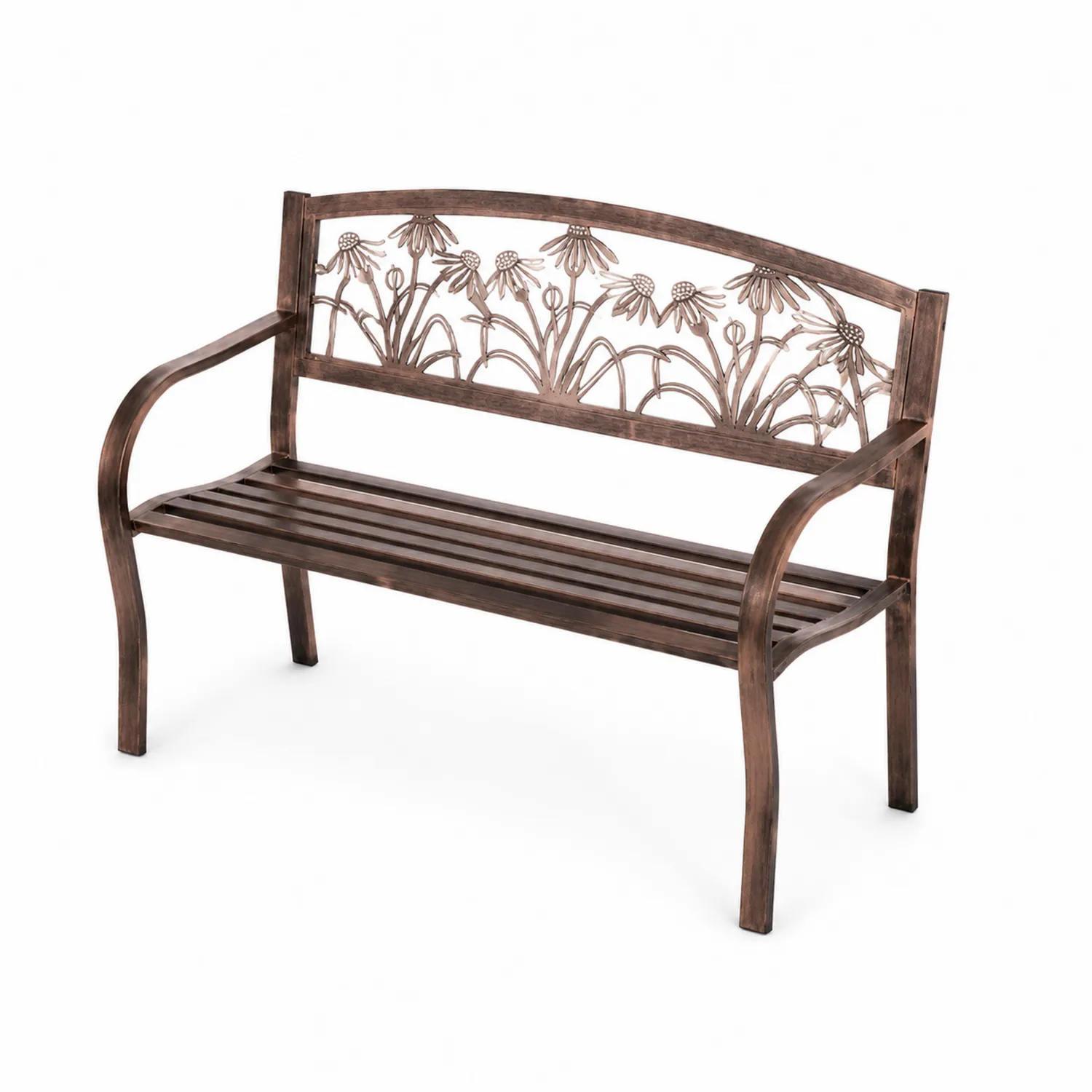 Banc en métal avec motif floral 125x60x81 cm