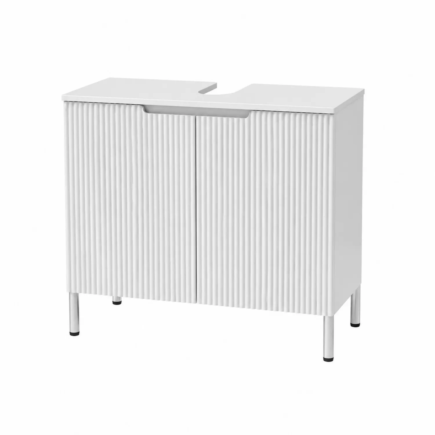 Meuble lavabo salle de bain en bois et métal blanc 60x30x60 cm