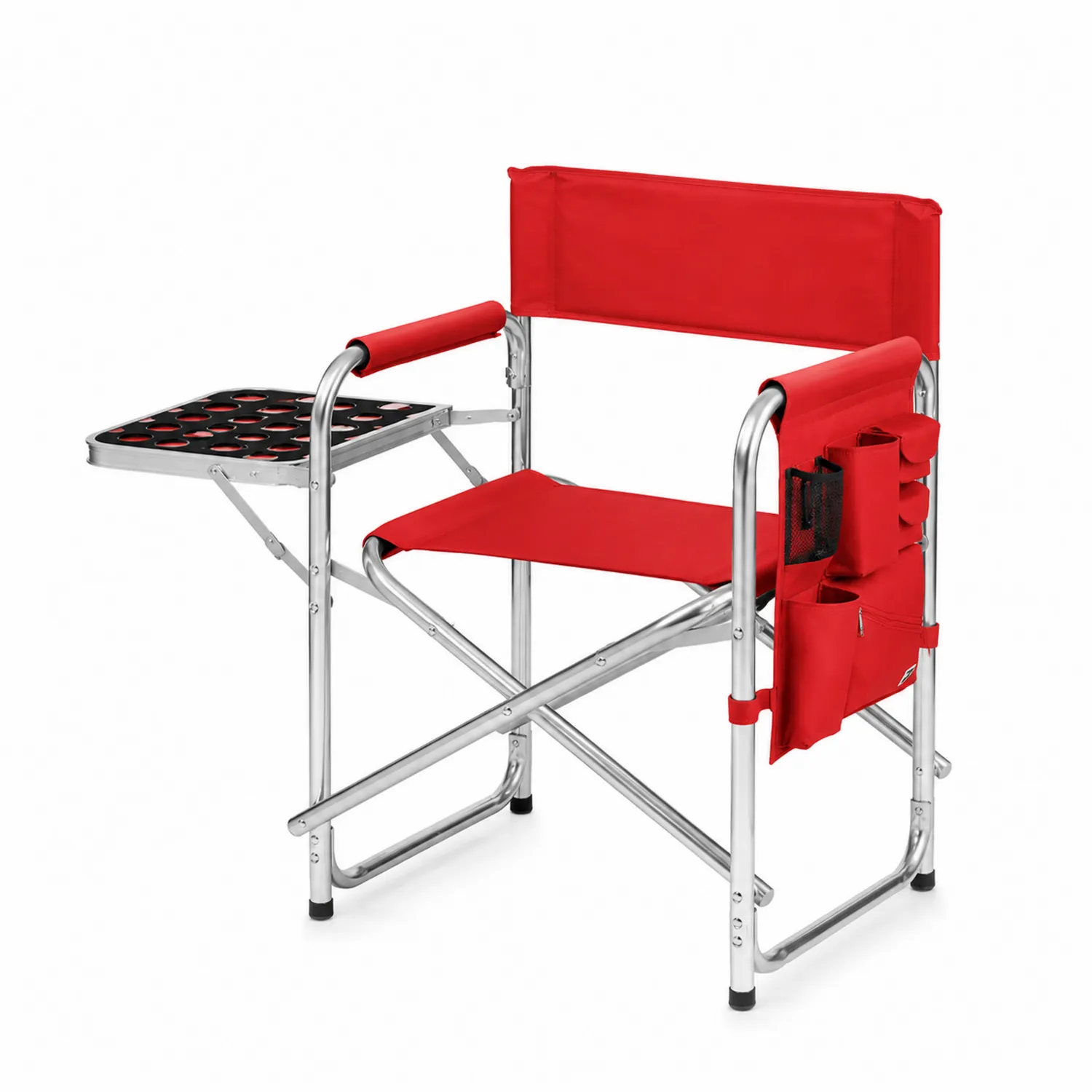 Chaise pliante en aluminium avec table latérale