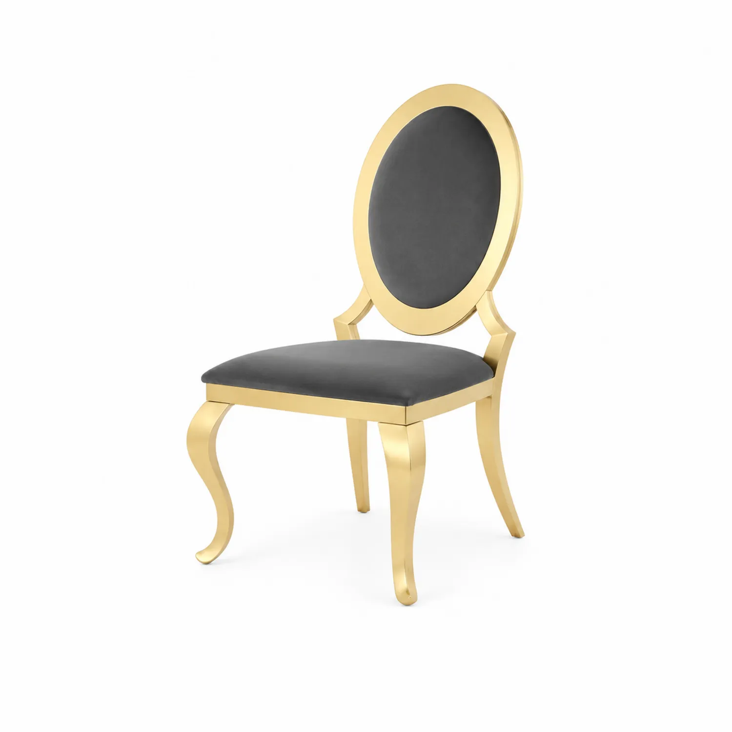 Chaise en métal doré et velours gris