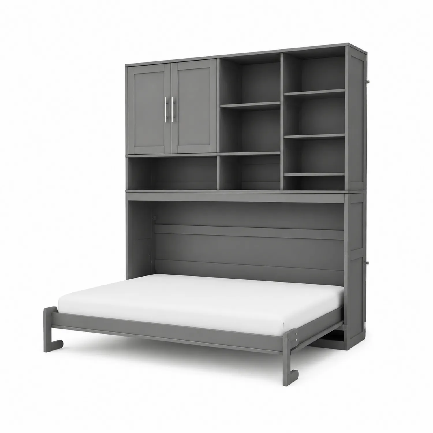 Lit escamotable MDF gris avec rangement 200x140 cm