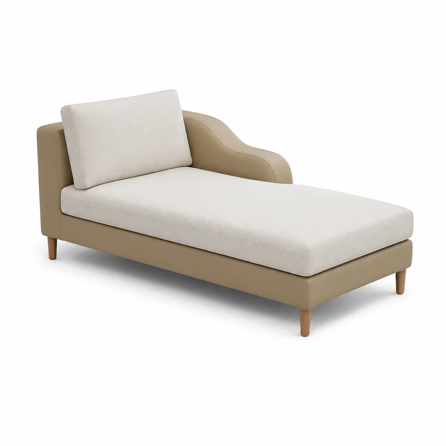 Chaise longue en cuir synthétique et bois Beige