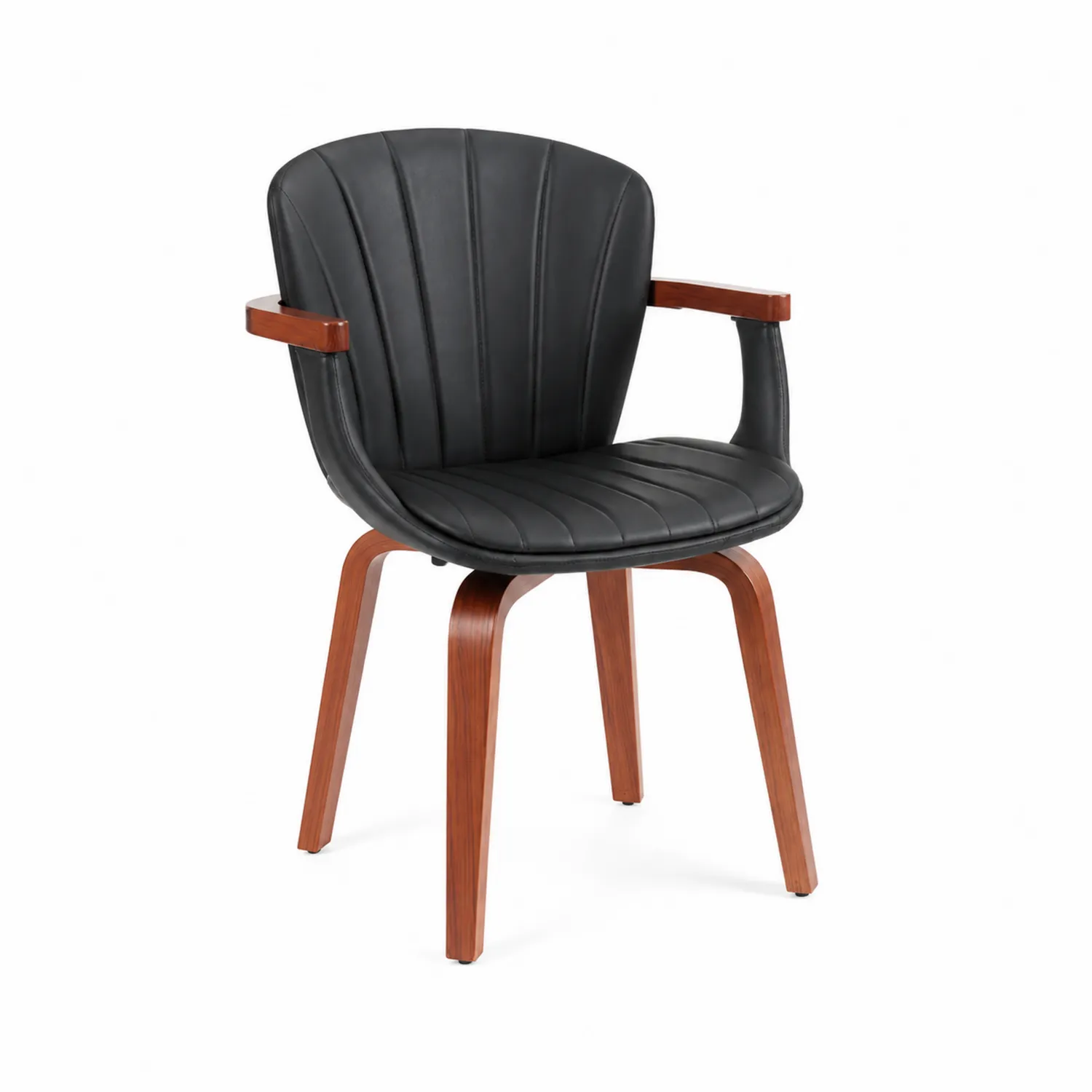 Chaise en bois et cuir synthétique noir
