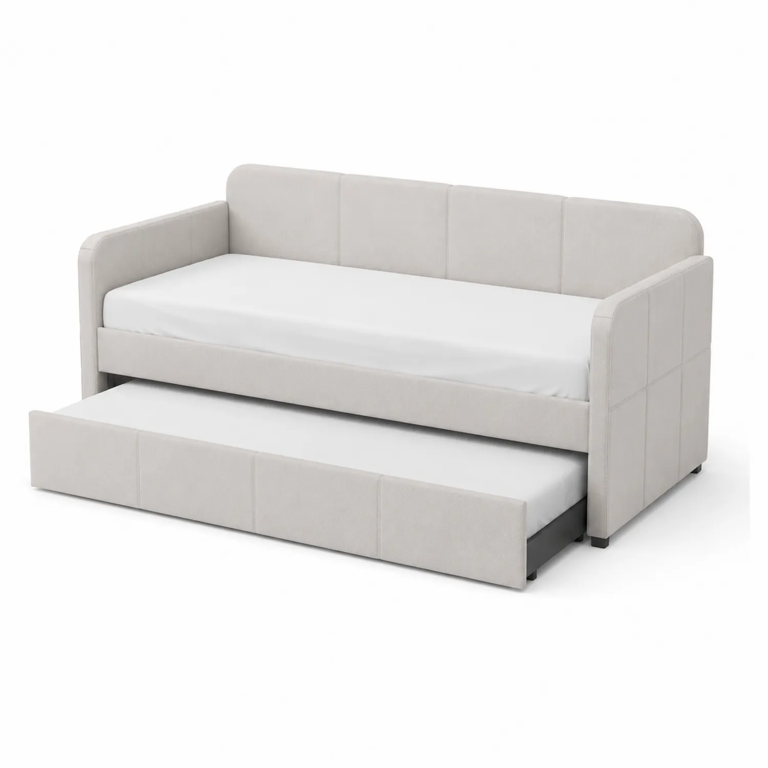 Lit de jour avec tiroir en tissu beige