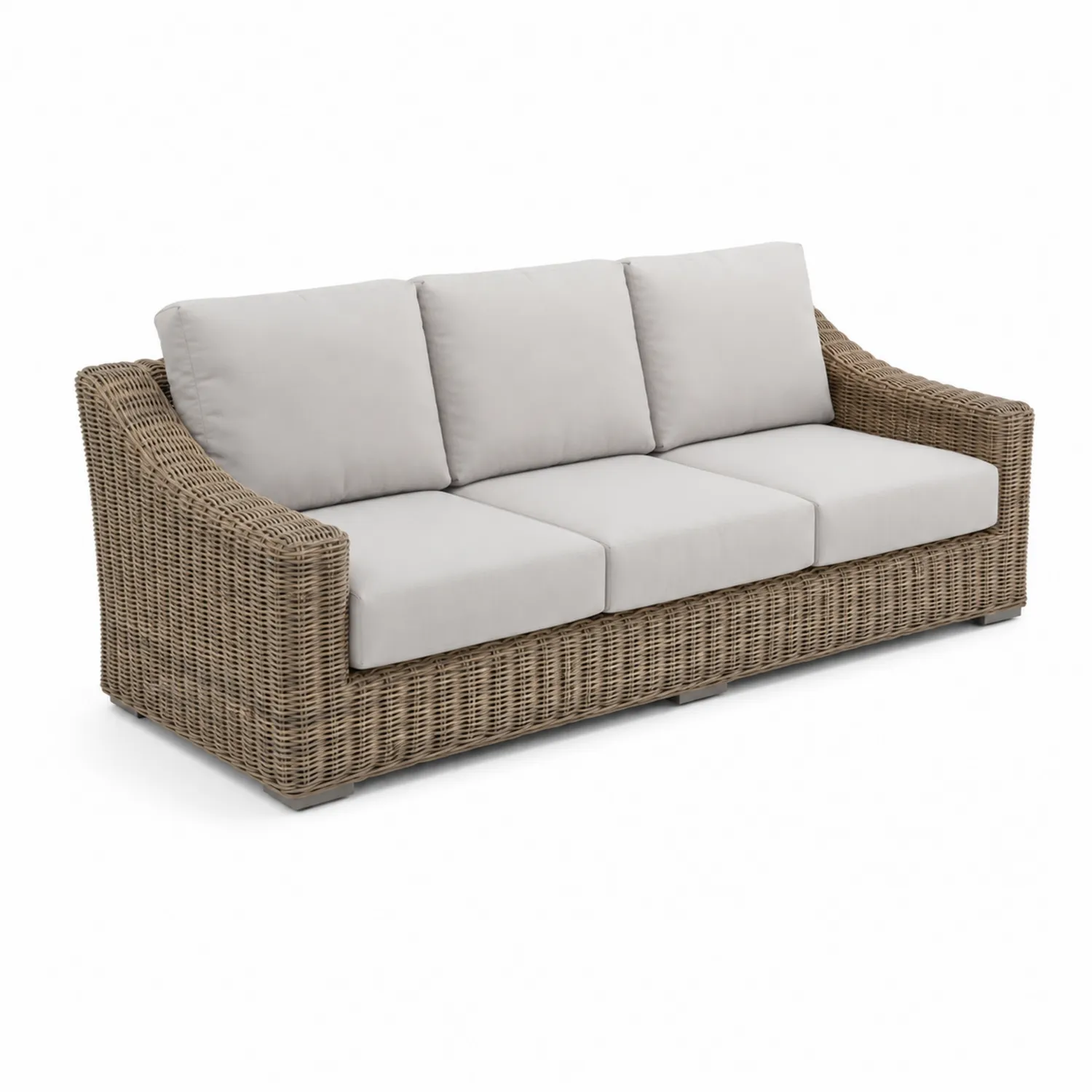 Canapé en rotin avec coussins en polyester 200x80x75 cm