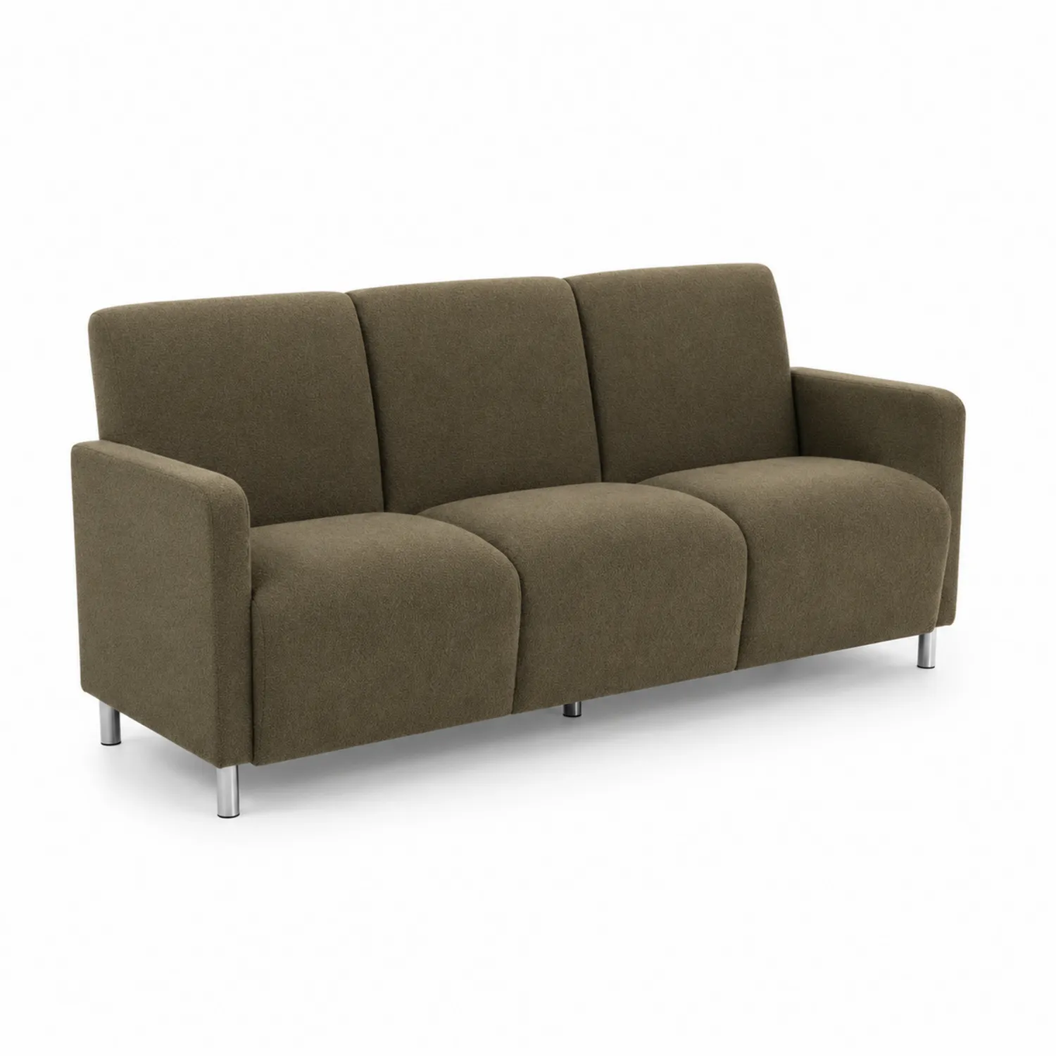Canapé trois places en tissu polyester avec pieds en métal - Marron