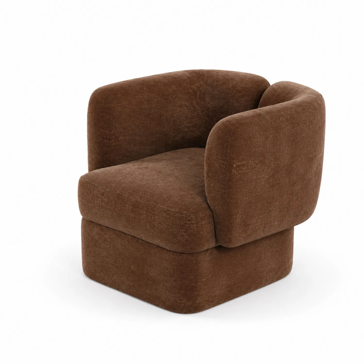 Fauteuil en Velours Marron 75 cm