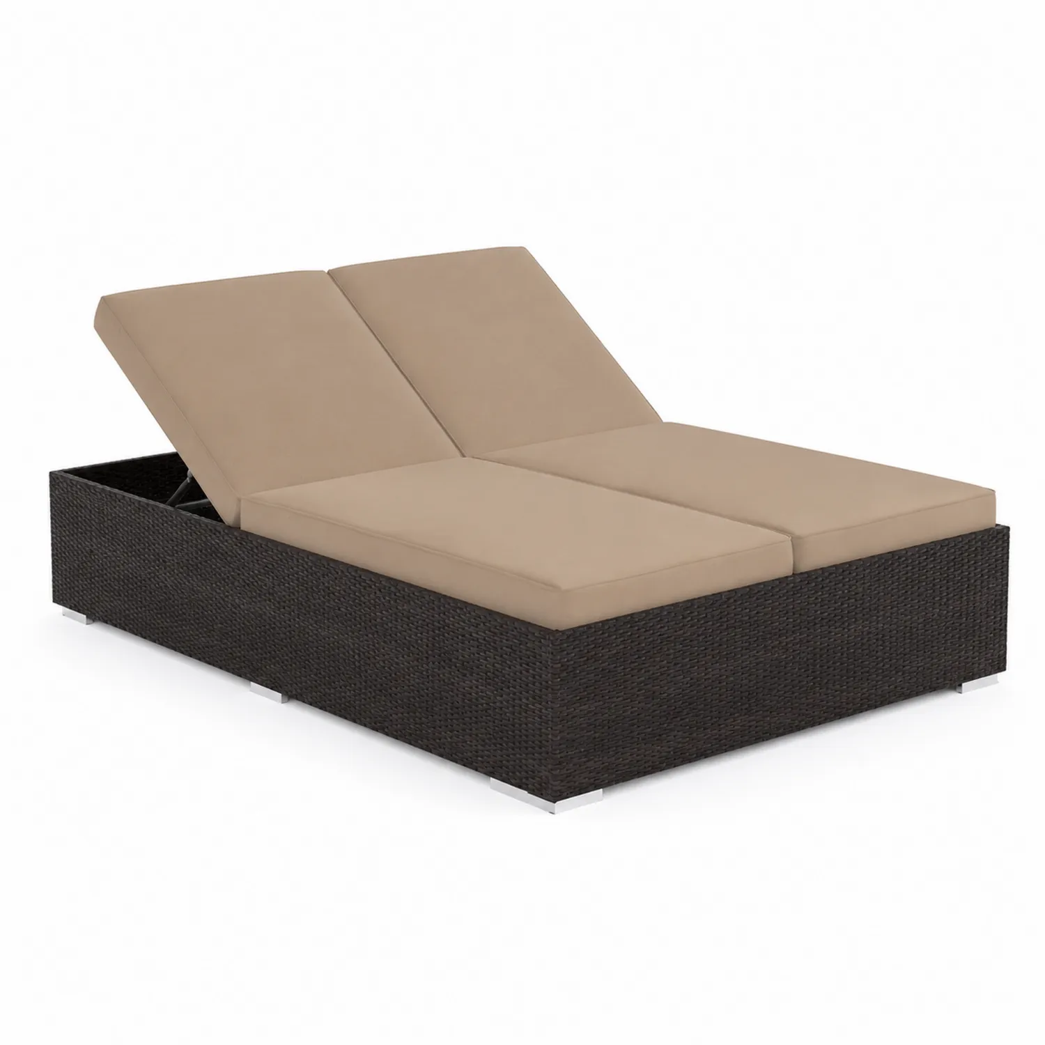 Double Chaise Longue en Résine avec Coussins Réglables