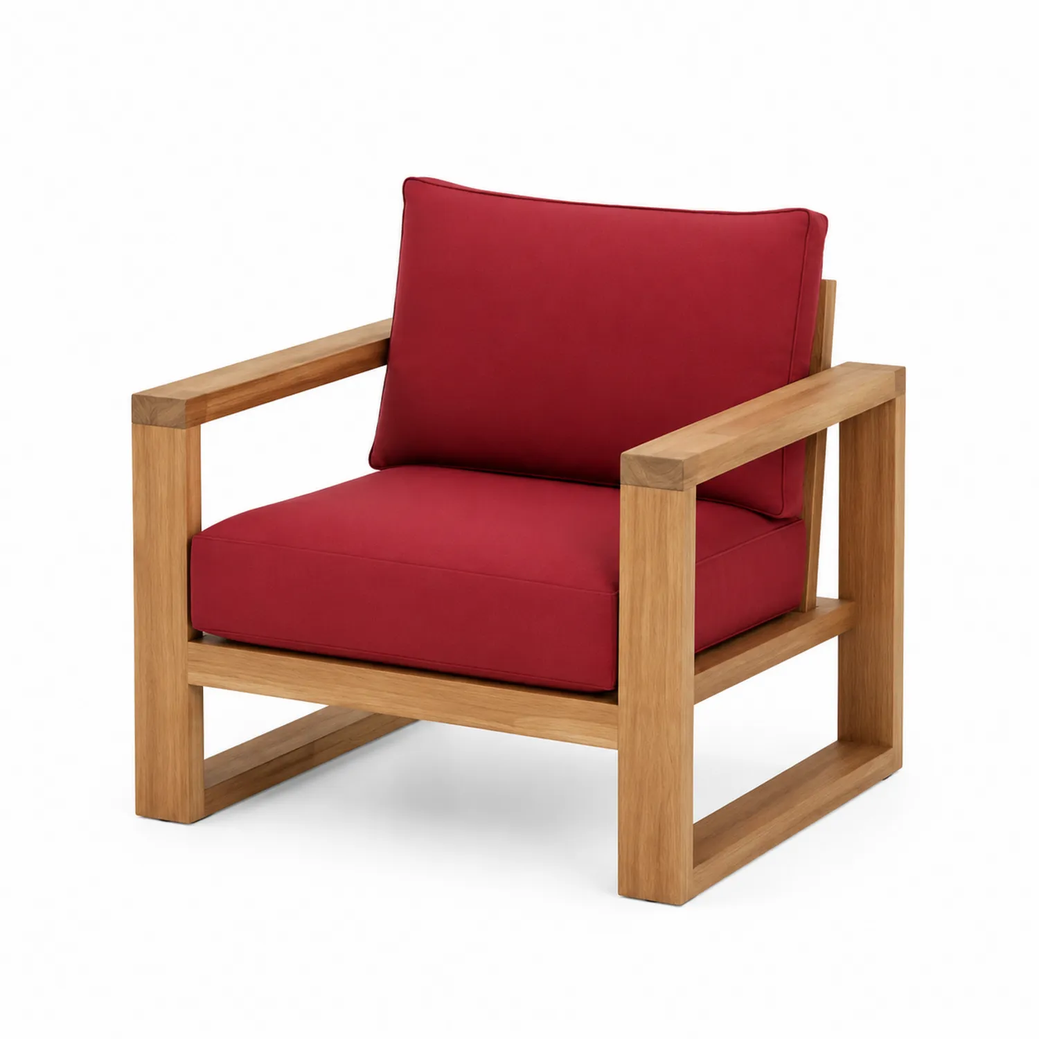 Fauteuil en bois et polyester rouge