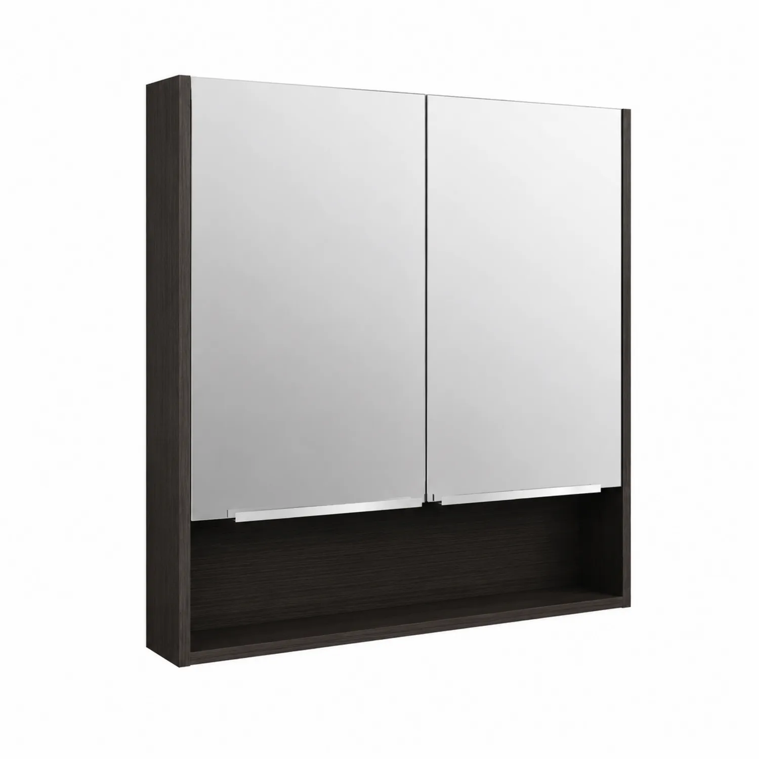 Armoire de salle de bain miroir double en bois Noir