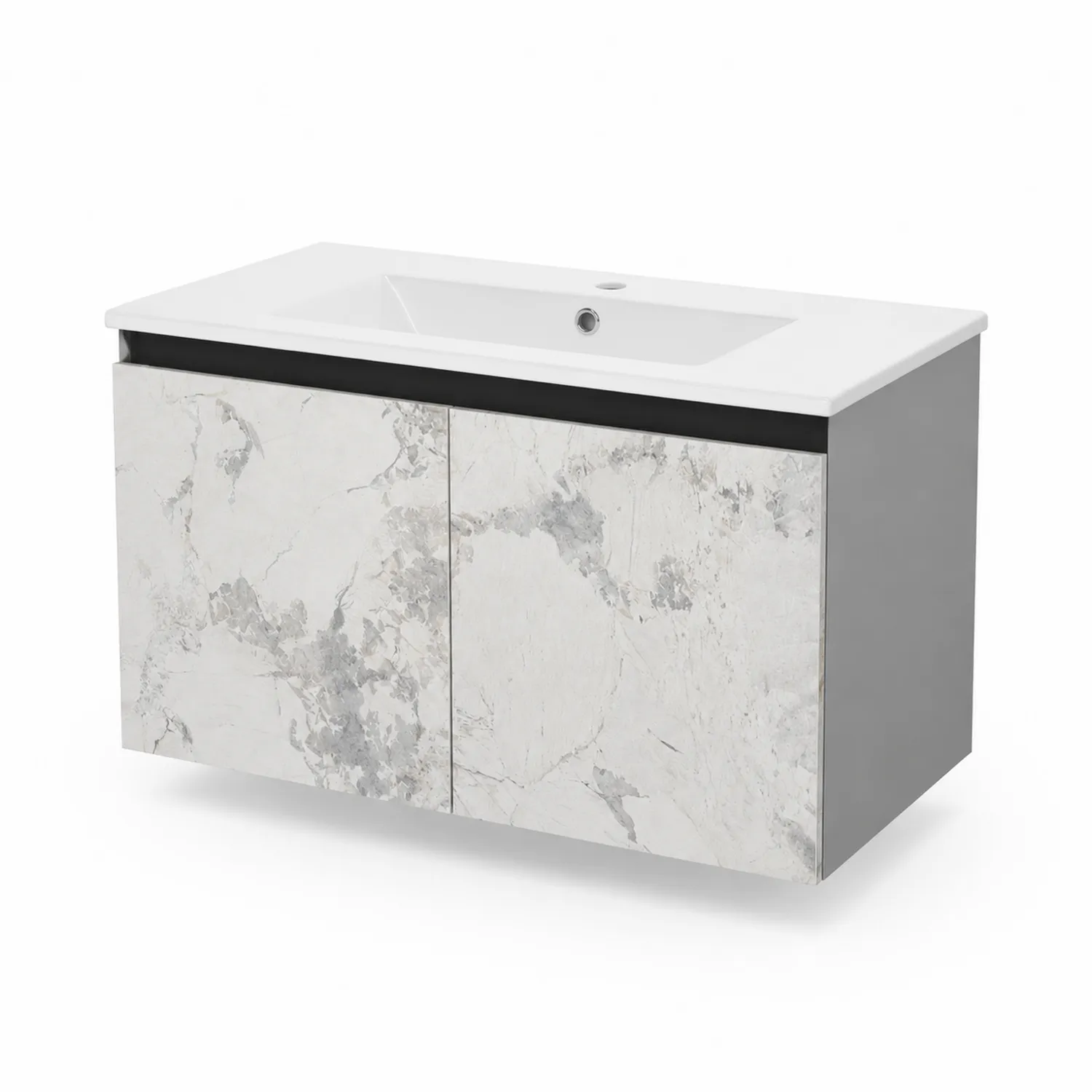 Meuble de lavabo en bois avec lavabo en céramique
