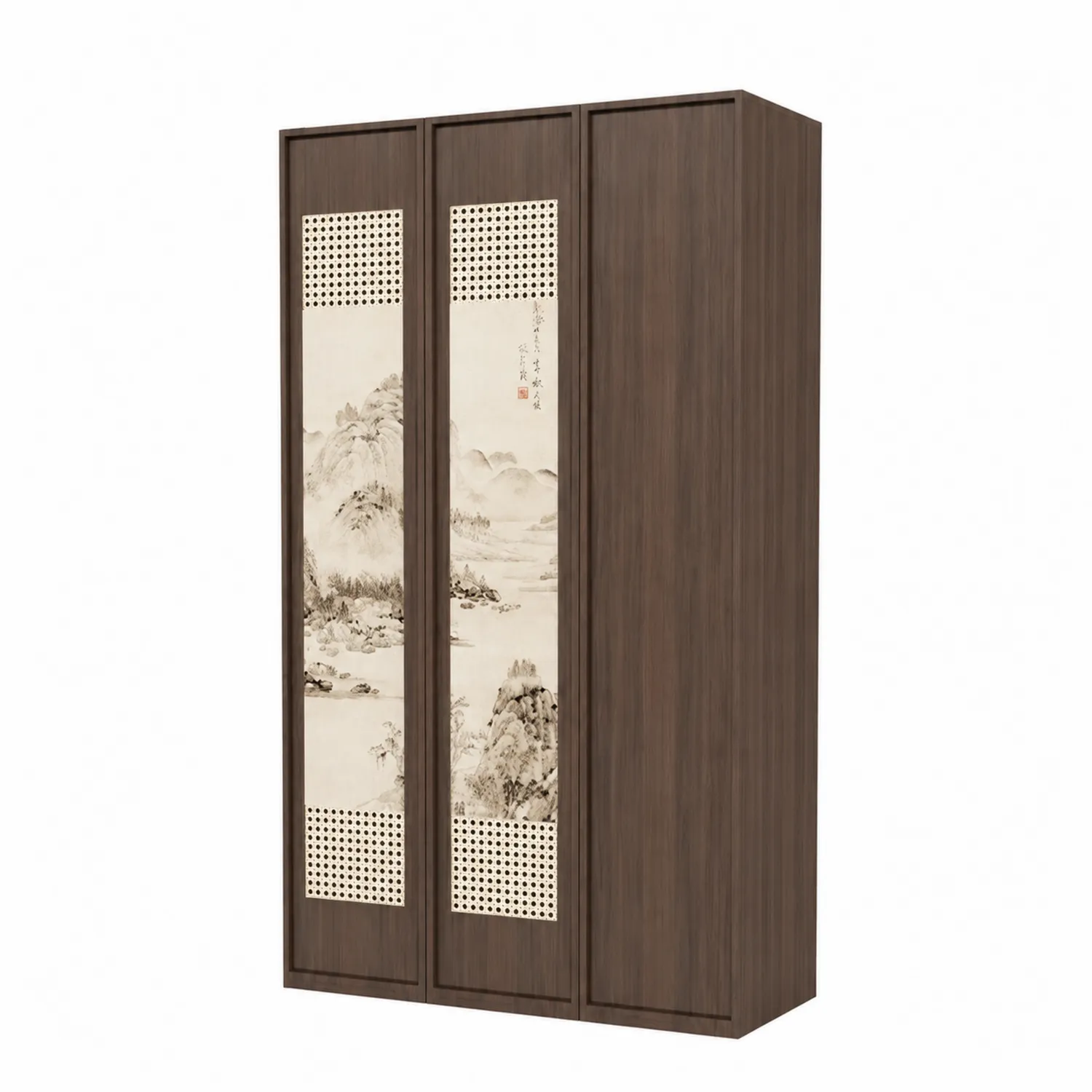 Armoire à portes coulissantes en bois avec motifs chinois 200x120x60 cm-norqironix