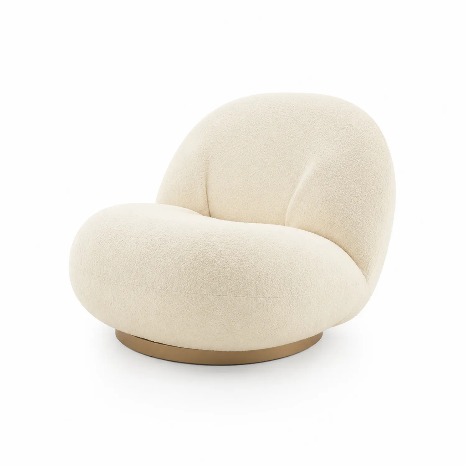 Fauteuil en tissu polyester blanc crème avec base en bois massif-norqironix