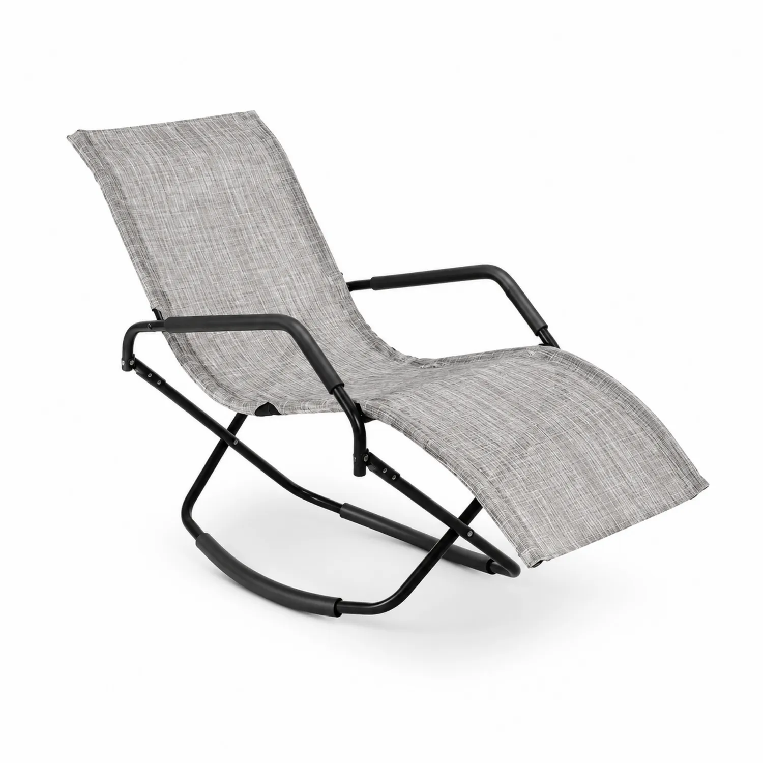 Chaise Longue Bascule en Métal et Textilène Gris-norqironix