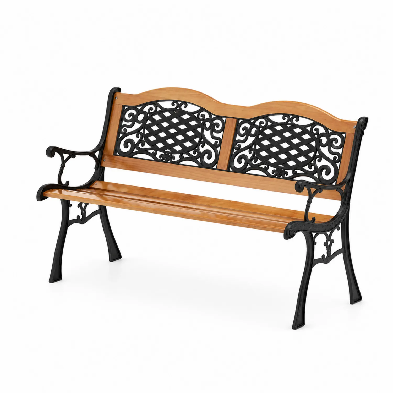 Banc de jardin en bois et métal noir-norqironix