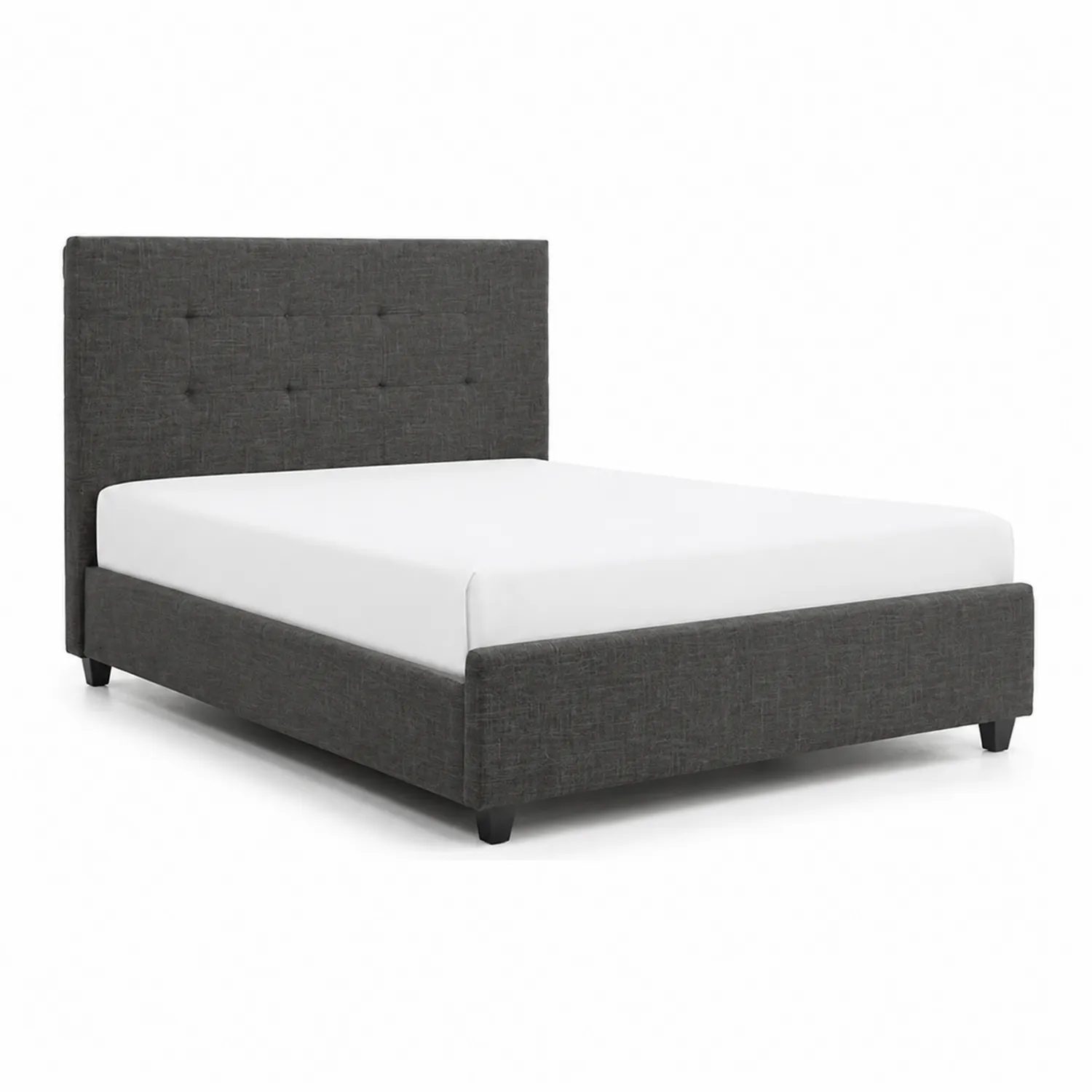 Lit double en textile gris foncé 200x160 cm avec tête de lit rembourrée-norqironix