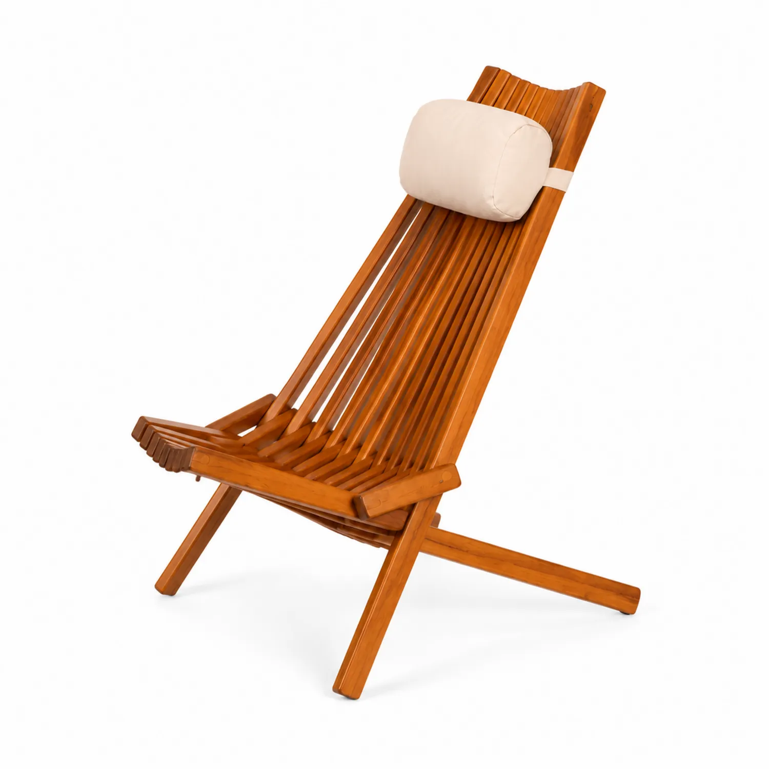 Chaise en Bois avec Coussin de Tête en Polyester Beige-norqironix
