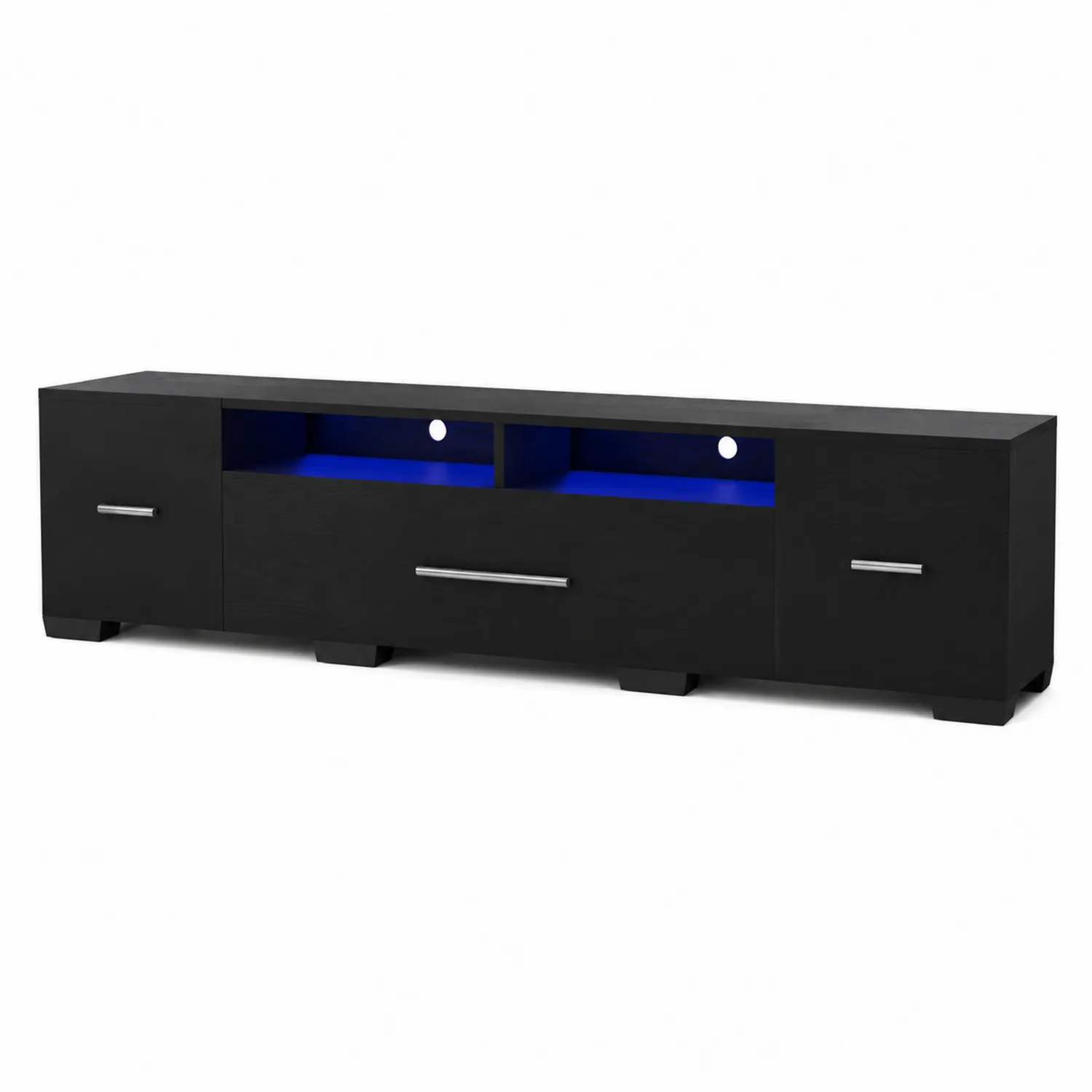 Meuble TV noir avec éclairage LED en MDF 180x40x40 cm-norqironix