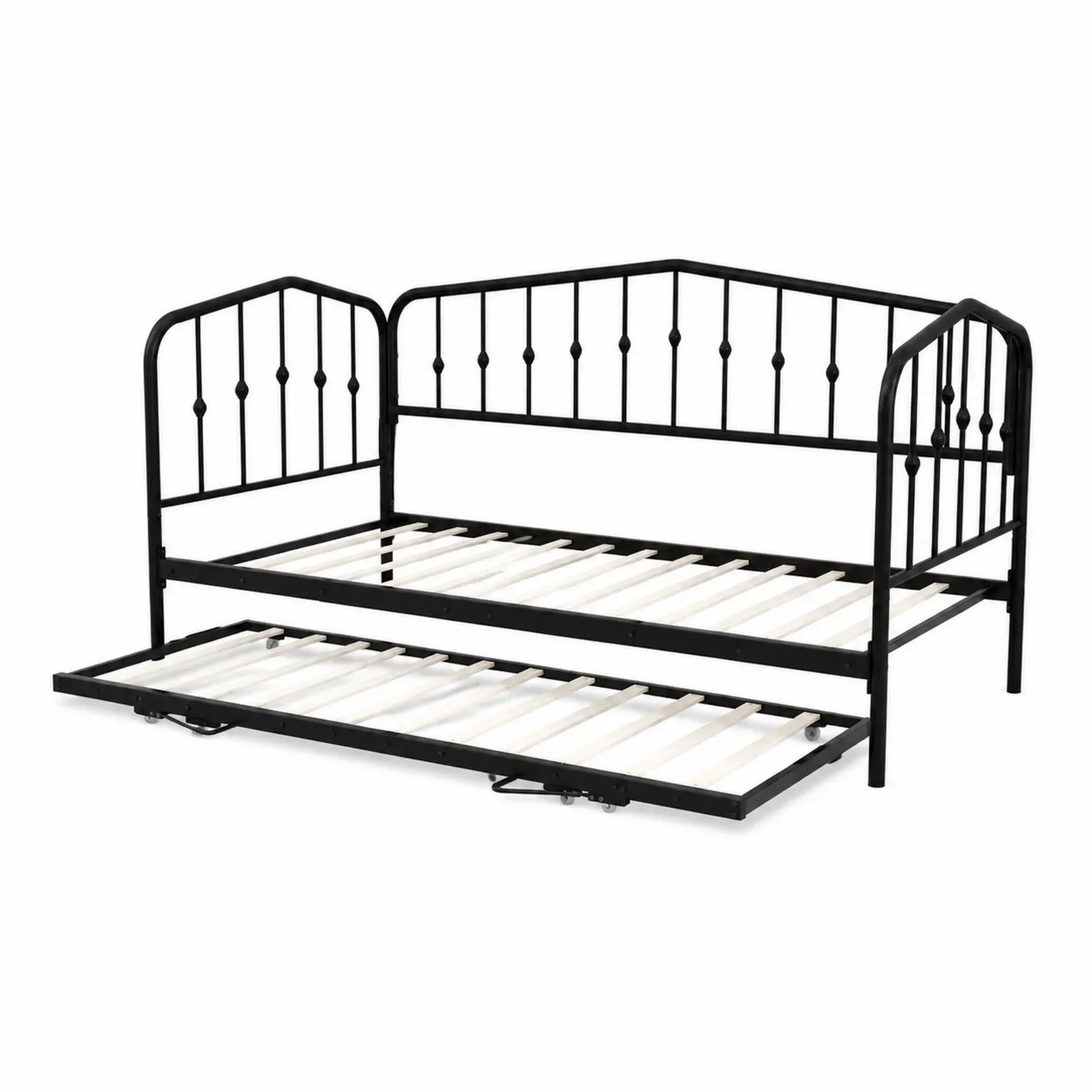 Lit en métal avec lit gigogne Noir 200x90 cm-norqironix