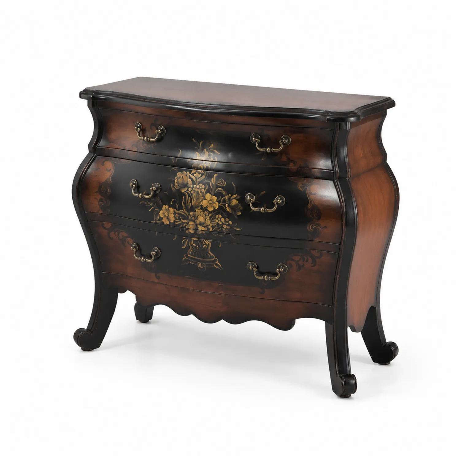 Commode en Bois avec Motifs Floraux Peints-norqironix