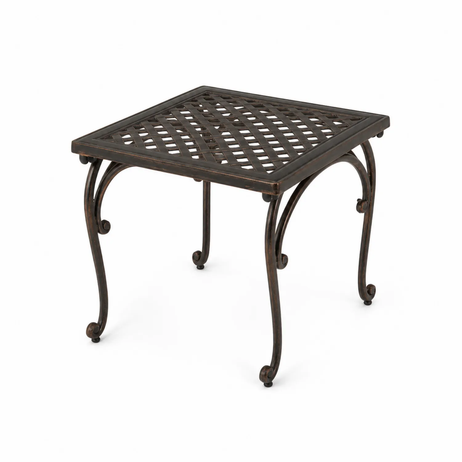 Table d'appoint carrée en métal brun-norqironix