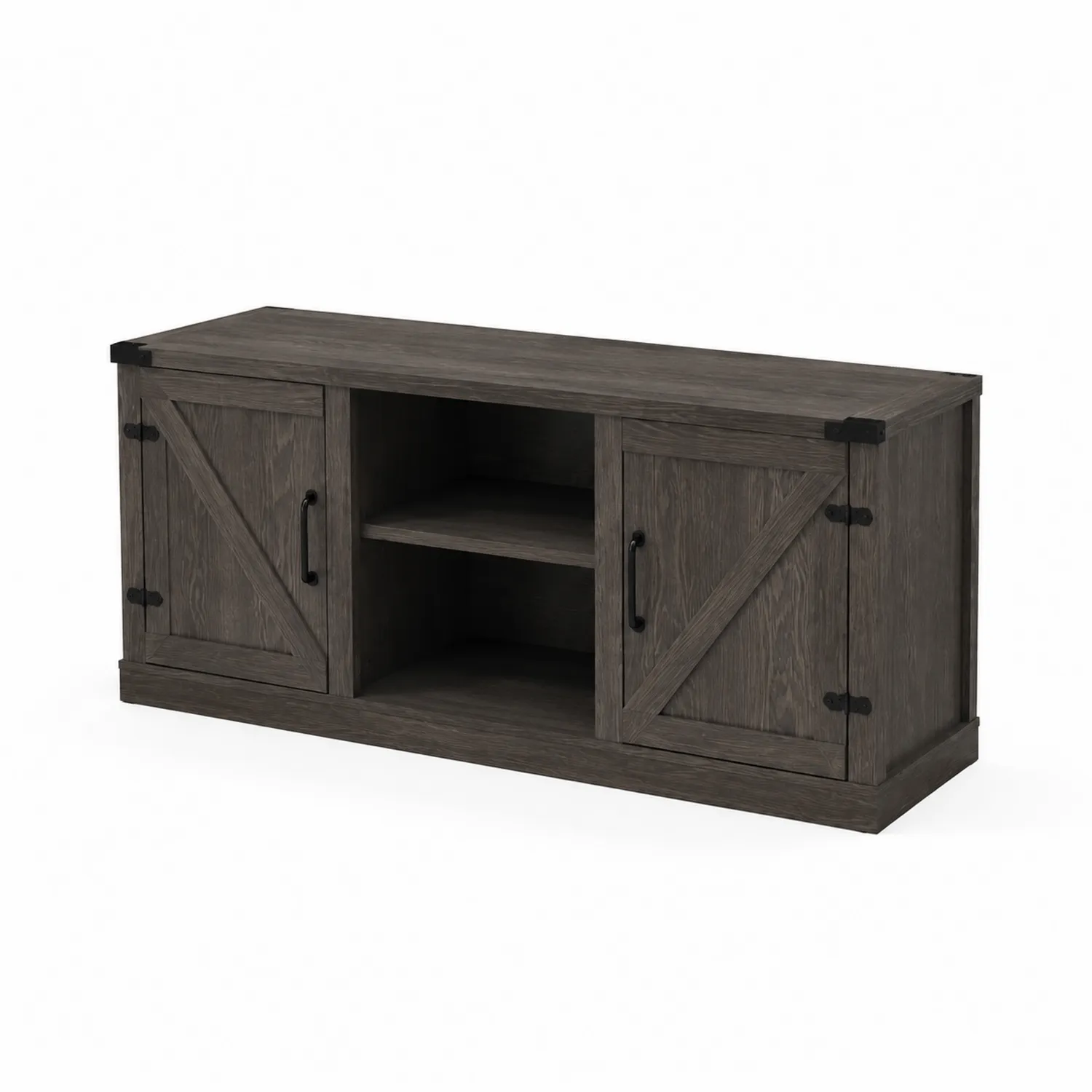 Meuble TV en Bois Gris avec Portes et Étagère-norqironix
