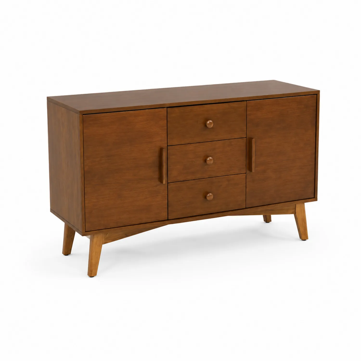 Buffet en bois marron 3 tiroirs 2 portes 75x120x40cm-norqironix