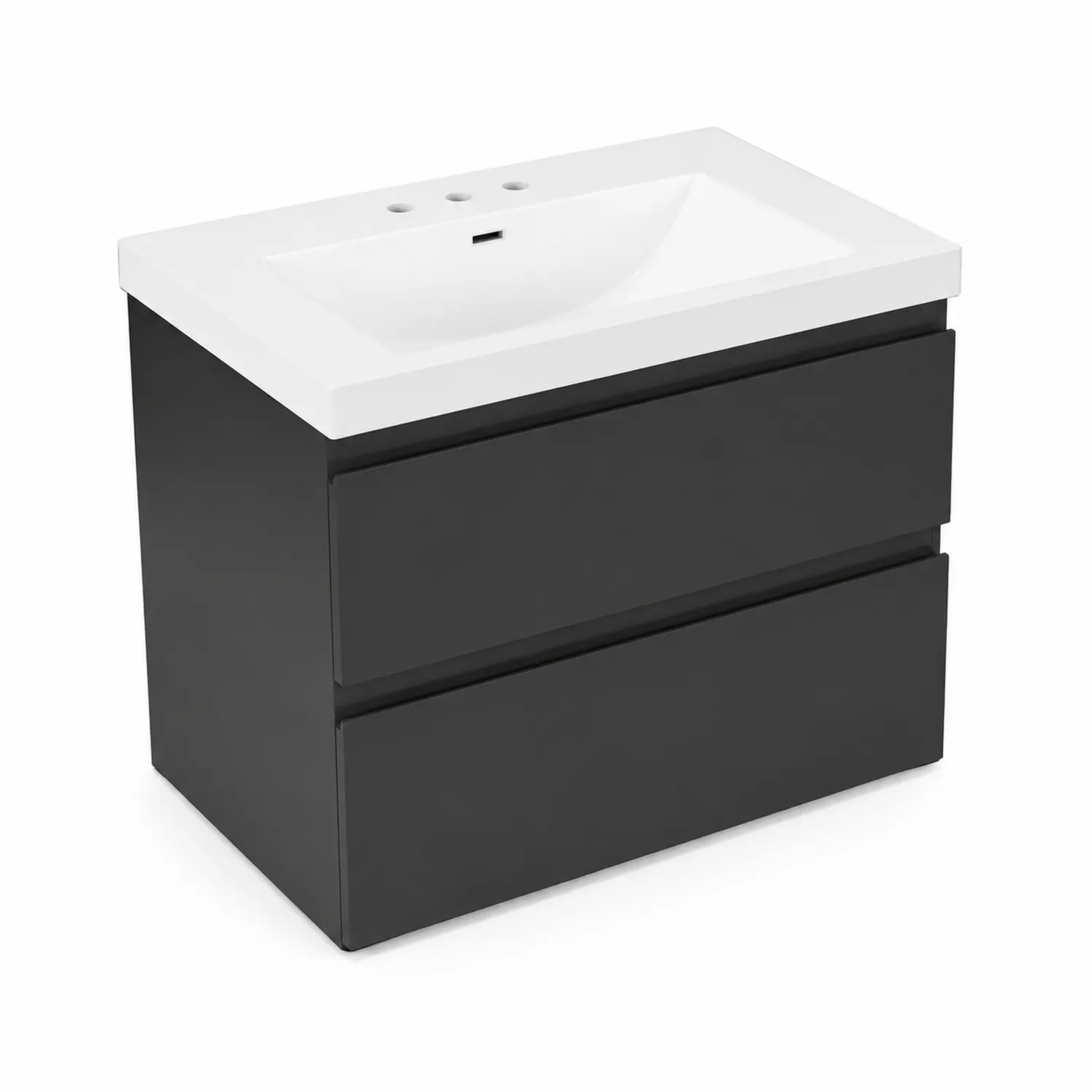 Meuble lavabo suspendu en bois avec vasque en céramique-norqironix