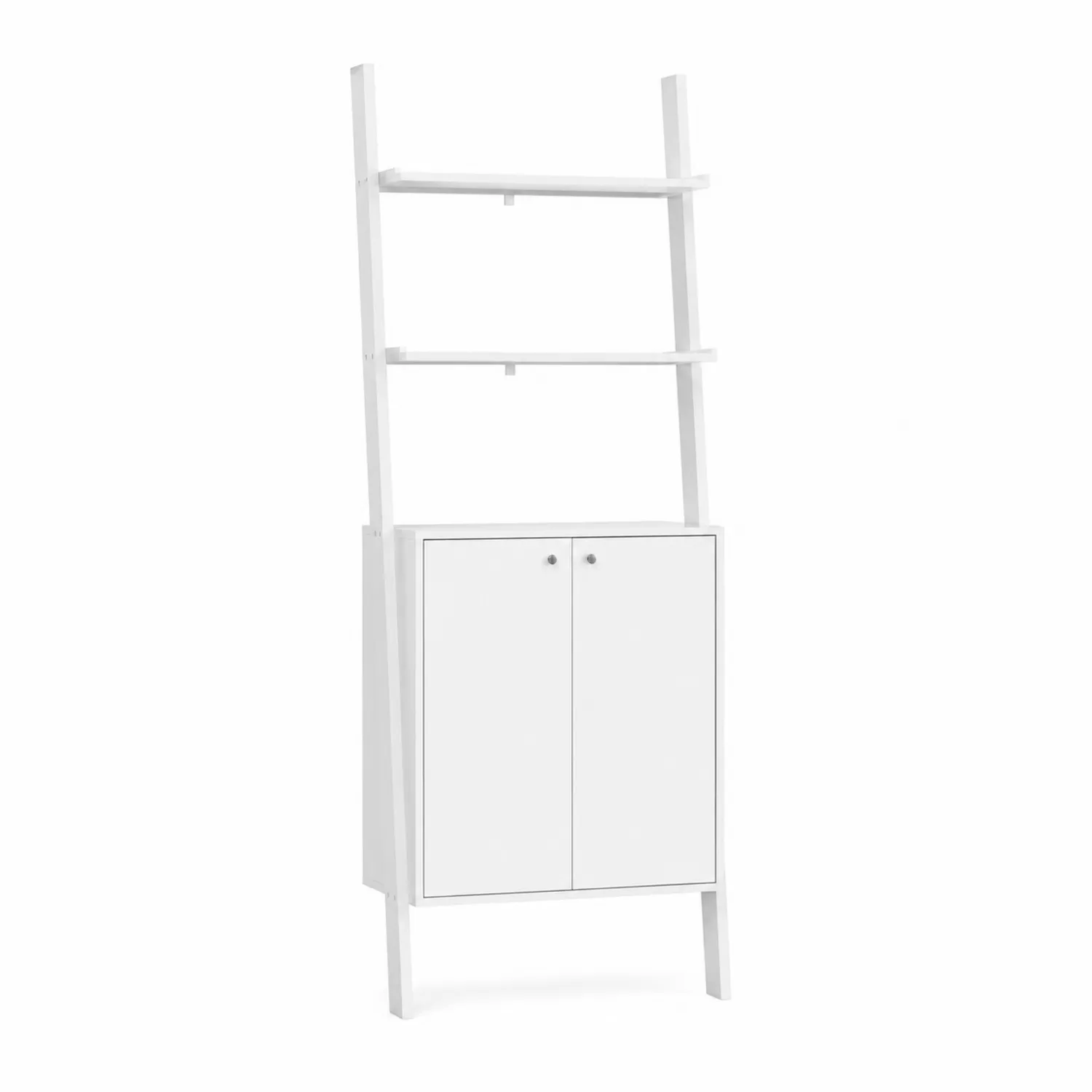 Étagère échelle en bois avec placard 180 cm Blanc-norqironix