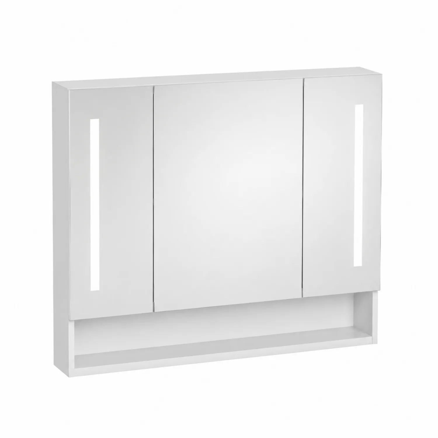 Armoire de salle de bain en bois avec miroir LED, Blanc, 80x60 cm-norqironix