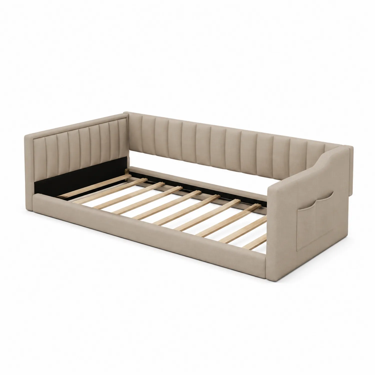 Lit de jour en tissu avec cadre en bois-norqironix