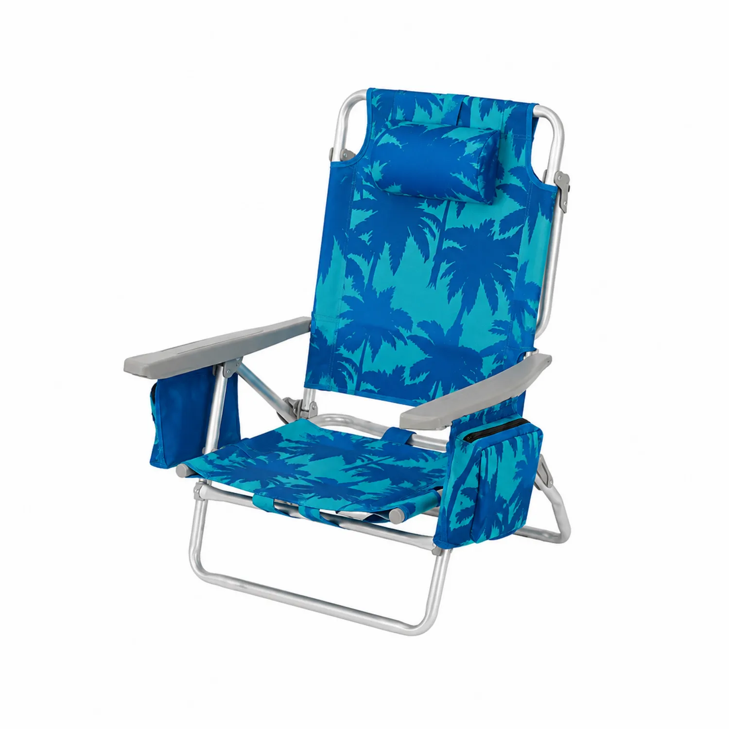 Chaise de plage pliante en aluminium avec motifs palmiers-norqironix