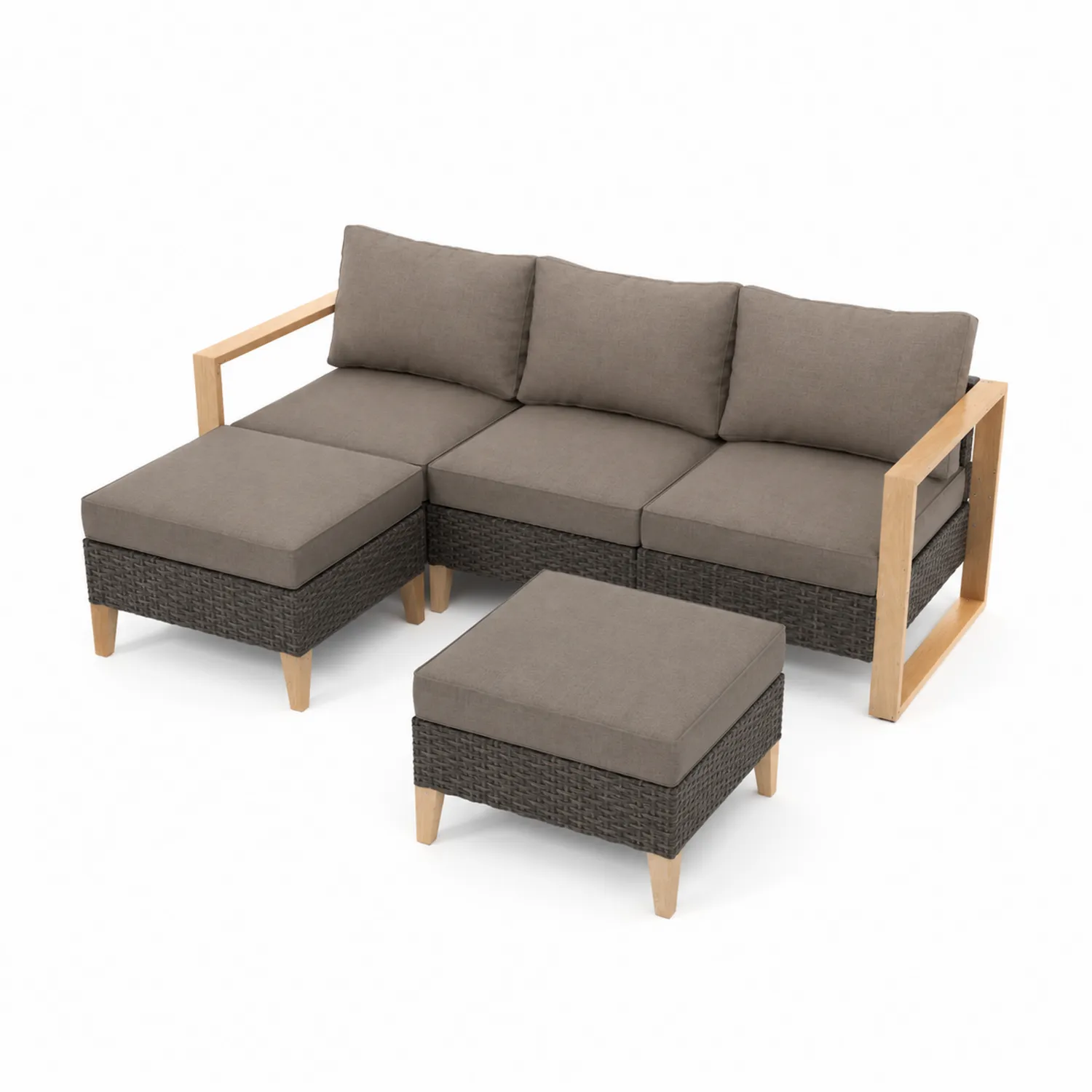 Canapé d'extérieur en rotin avec coussins en polyester Gris-norqironix